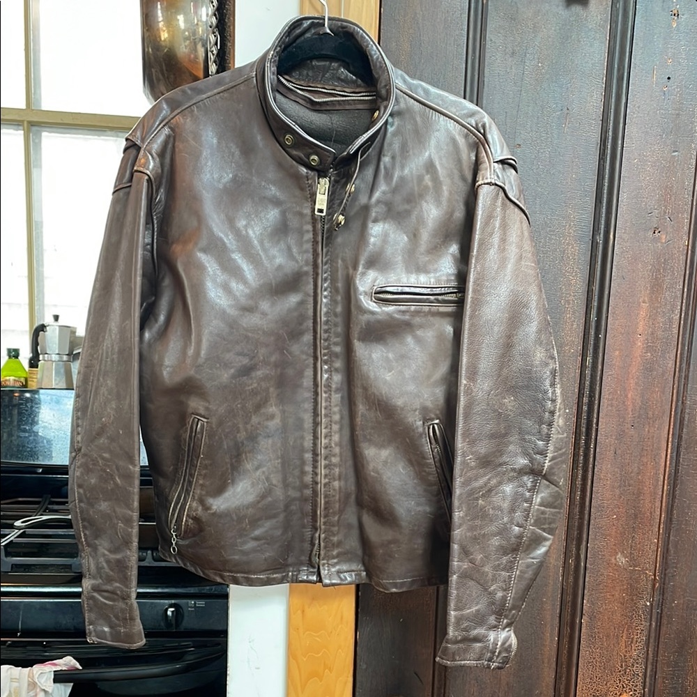 Brown Military Style Leather Jacket